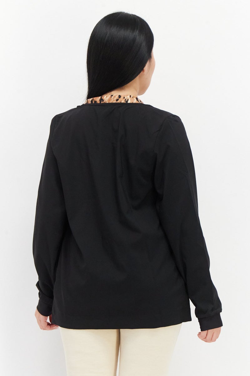 PUMA جاكيت خارجي طويل الأكمام للنساء، رياضي، أسود - Image 2